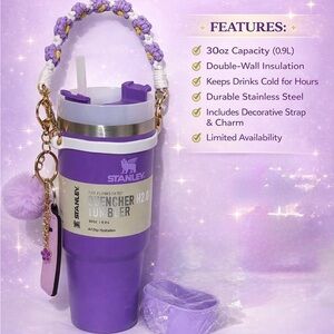 Stanley Purple Tumbler with Braided Handle